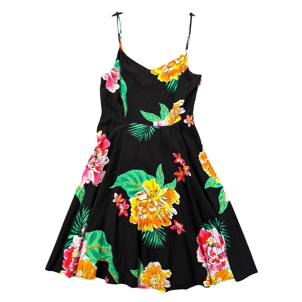 Old Navy Black Floral Cami‎ Dress Women's M Smocked Waist Midi Summer